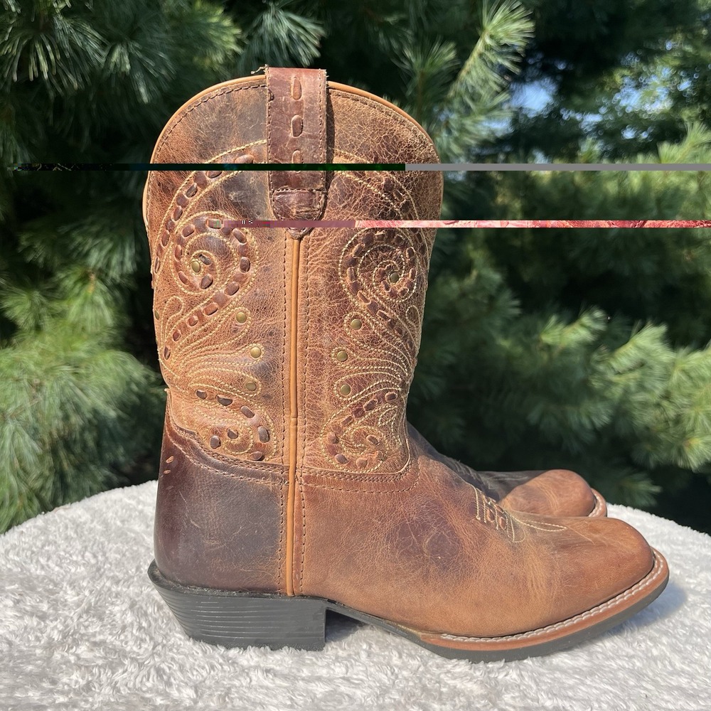 Smoky Mountain Shelby Cowboy Boots Womens 8W Walking Heel Square Toe Brown 6063